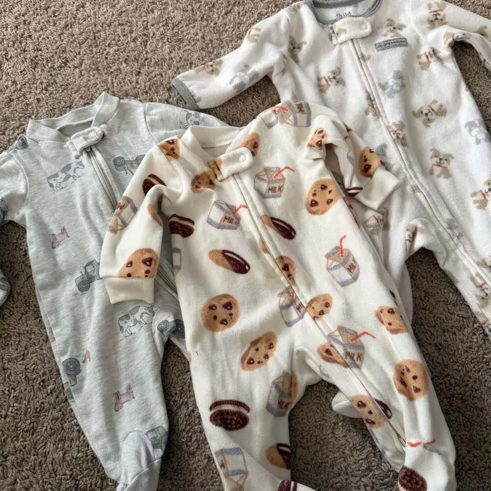 Baby Zip-Up Sleep & Play Footies 3 Pack Bundle